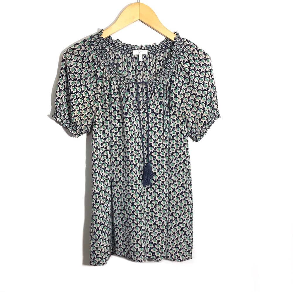 Joie Elephant Print Silk Short Sleeve Small
